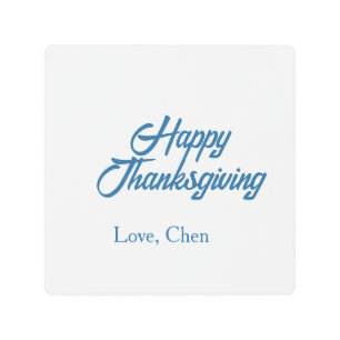 Happy Thanksgiving blue love name holiday winter m Metal Print