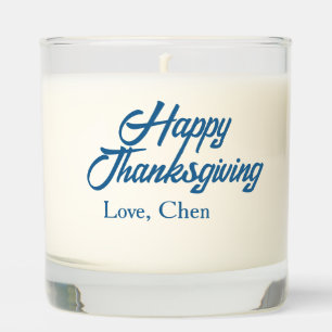 Happy Thanksgiving blue love name holiday winter m Scented Candle