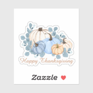 Happy Thanksgiving Blue Pumpkin Autumn Harvest Sticker