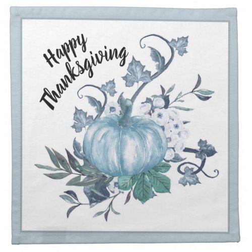Happy Thanksgiving Blue Pumpkin Cloth Napkin