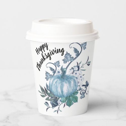 Happy Thanksgiving Blue Pumpkin Paper Cup
