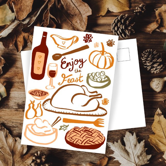Happy Thanksgiving Bountiful Feast Holiday  Postcard (Happy Thanksgiving Bountiful Feast Holiday Postcard
)