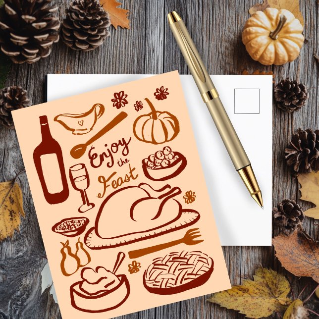 Happy Thanksgiving Bountiful Feast Holiday  Postcard (Happy Thanksgiving Bountiful Feast Holiday Postcard
)