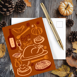 Happy Thanksgiving Bountiful Feast Holiday Postcard