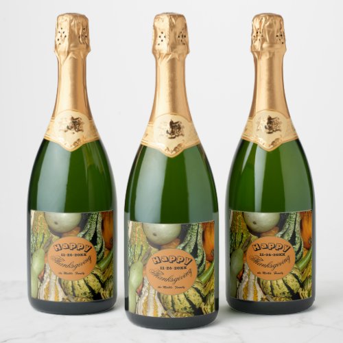 Happy Thanksgiving Bountiful Harvest Sparkling Wine Label