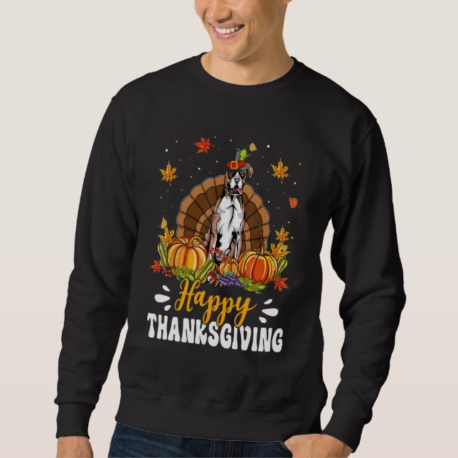 Happy Thanksgiving Boxer Dog Turkey Pumpkin Sweatshirt (Front)