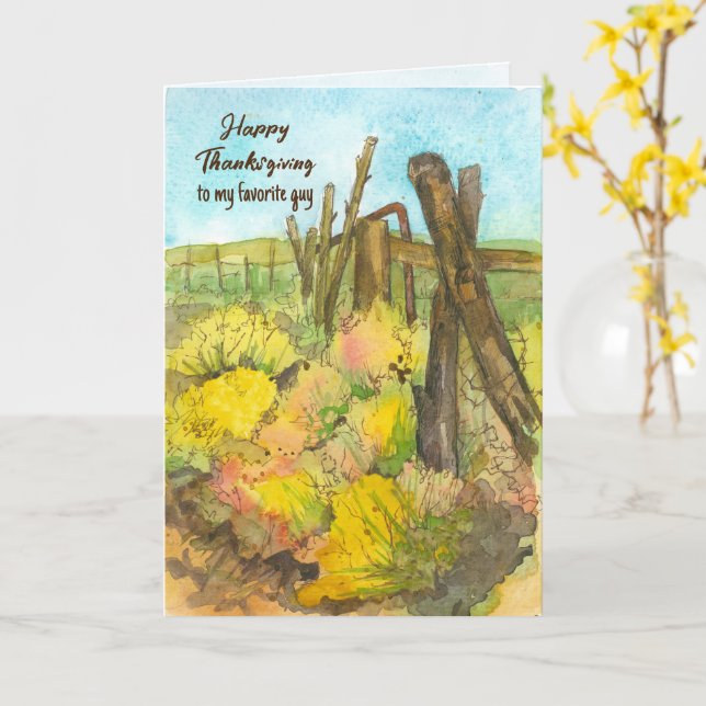 Happy Thanksgiving Boyfriend Favorite Guy  Card (Yellow Flower)