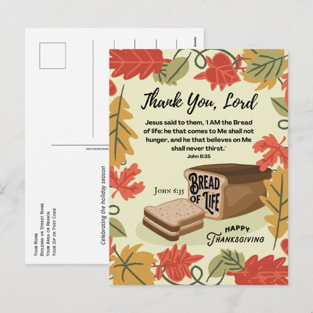 Happy Thanksgiving BREAD OF LIFE  Holiday Postcard (Front/Back)