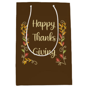 Happy Thanksgiving - Brown theme Medium Gift Bag