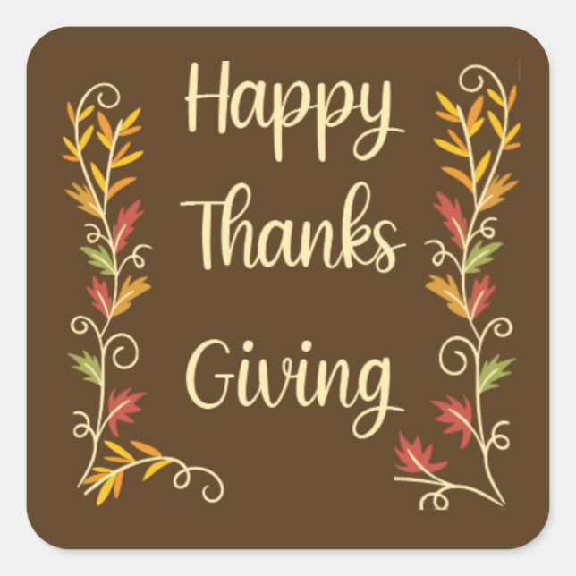 Happy Thanksgiving - Brown Theme Square Sticker (Front)