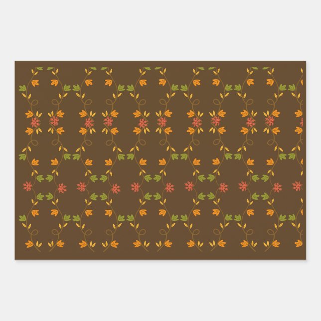 Happy Thanksgiving - Brown Theme Wrapping Paper Sheets (Front)