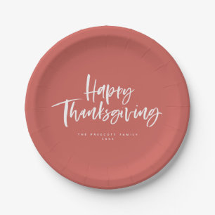 Happy Thanksgiving brush lettering Paper Plates