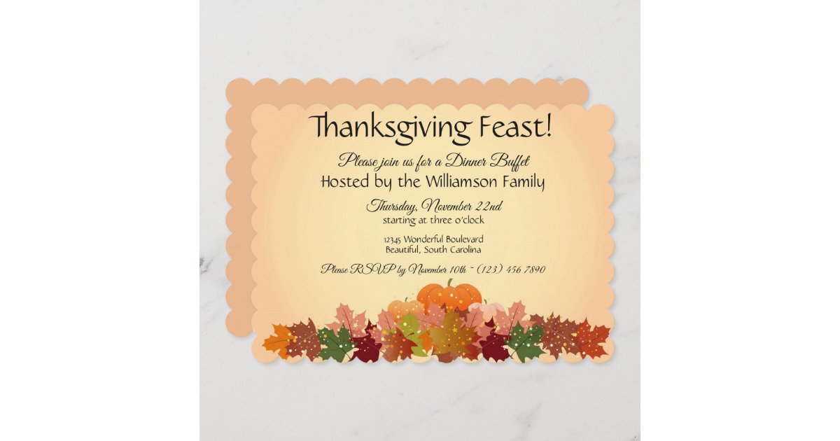 Happy Thanksgiving Buffet/Dinner Feast Invitation | Zazzle