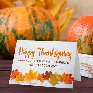 Happy Thanksgiving Business Autumn Leaves Company Card
