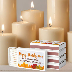 Happy Thanksgiving Business Autumn Leaves Company Matchboxes