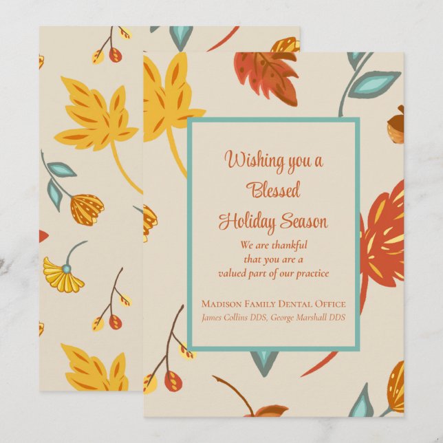 Happy Thanksgiving Business Holiday Card (Front/Back)