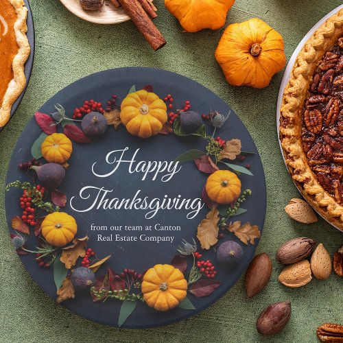 Happy Thanksgiving Business Pumpkin Dinner Party Paper Plates