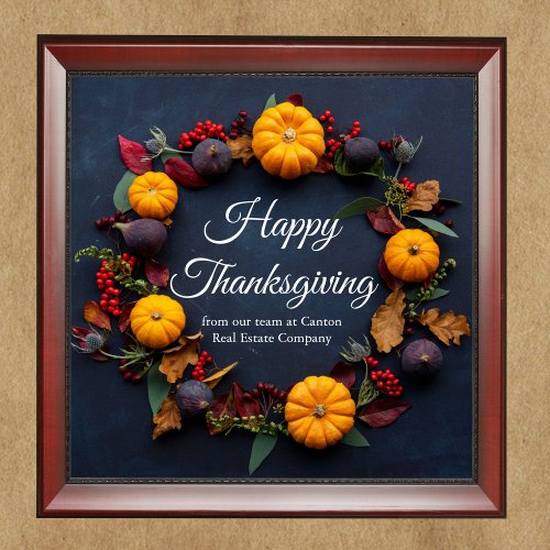 Happy Thanksgiving Business Pumpkin Wreath Custom Poster