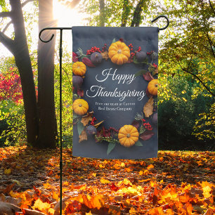 Happy Thanksgiving Business Pumpkin Wreath Fall Garden Flag