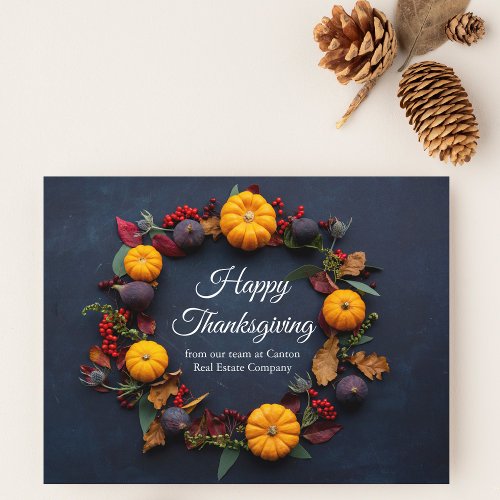 Happy Thanksgiving Business Pumpkin Wreath Modern Postcard