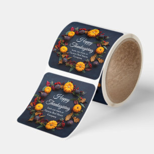 Happy Thanksgiving Business Pumpkins Custom Large Square Sticker
