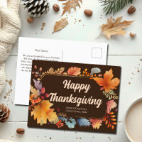 Happy Thanksgiving Business Vintage Leaves Brown