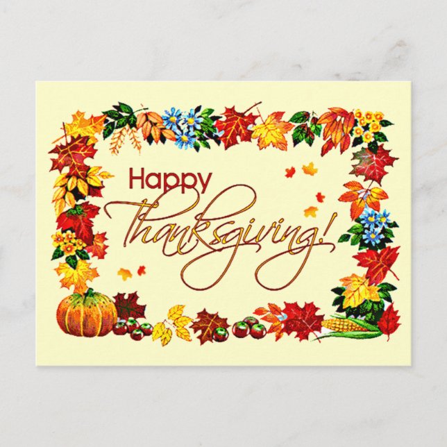 HAPPY THANKSGIVING by SHARON SHARPE Holiday Postcard (Front)