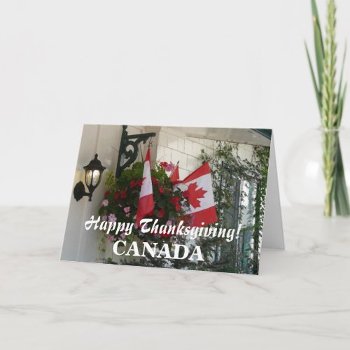 Happy Thanksgiving CANADAMaple Leaf Flags Holiday Card