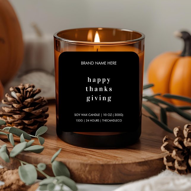 Happy Thanksgiving Candle | Minimalist  Square Sticker (Creator Uploaded)