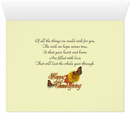 Happy Thanksgiving card butterflies (Inside Horizontal (Bottom))