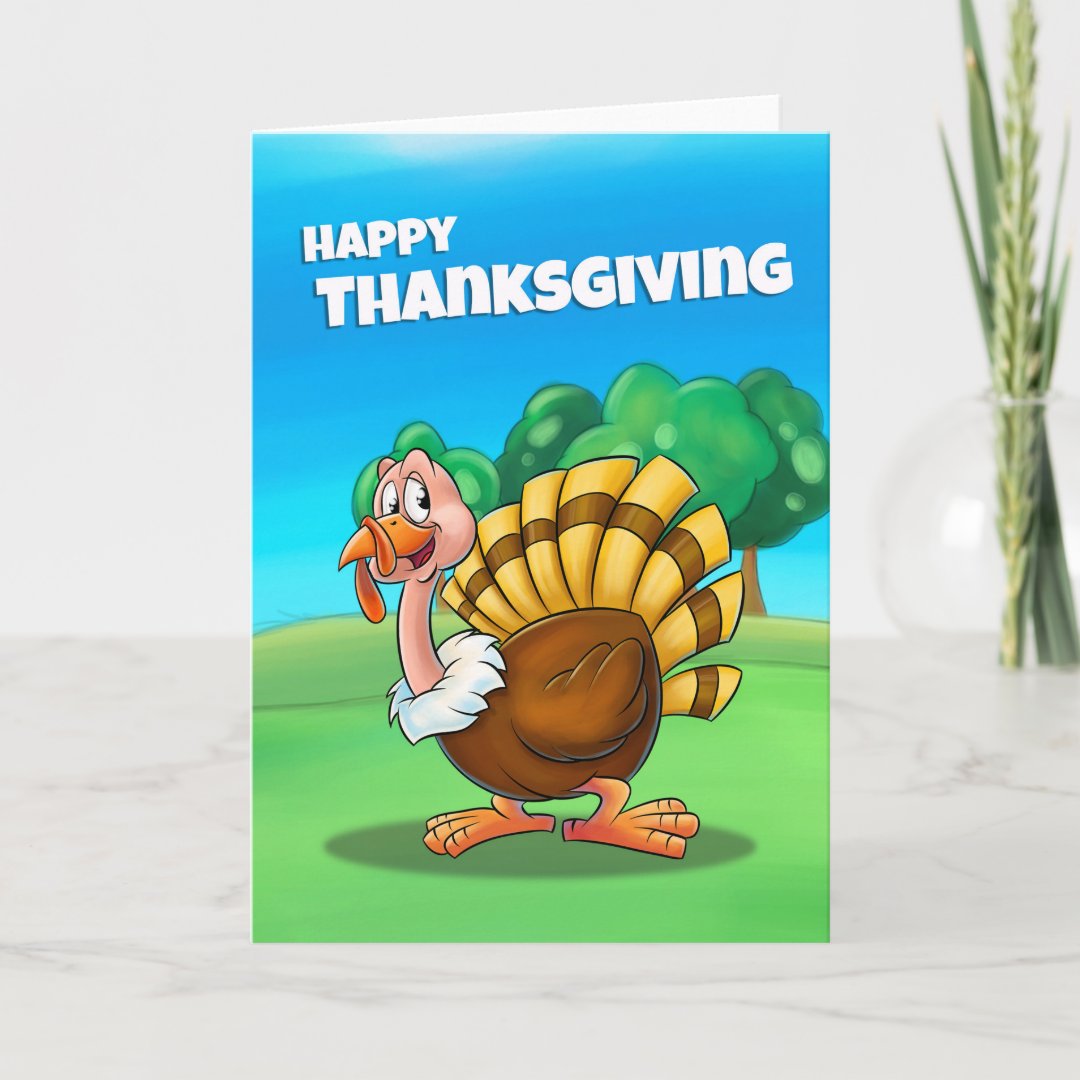 Happy Thanksgiving card cartoon | Zazzle