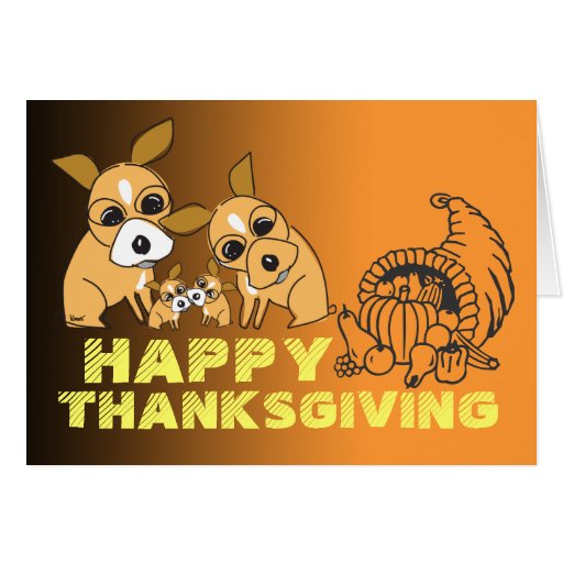 Happy Thanksgiving Card Chihuahua Cornucopia | Zazzle