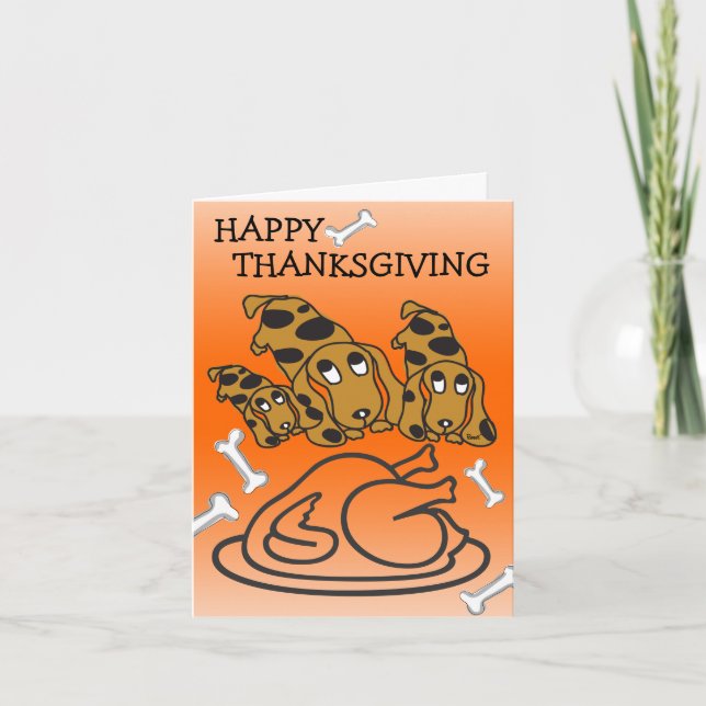 Happy Thanksgiving Card Turkey Dachshund (Front)