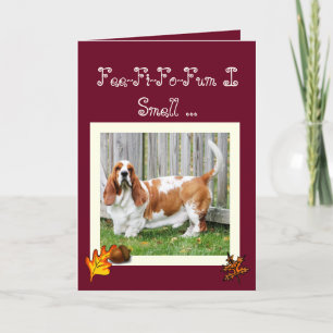 Happy Thanksgiving Card w/Basset, Turkey, and Pie