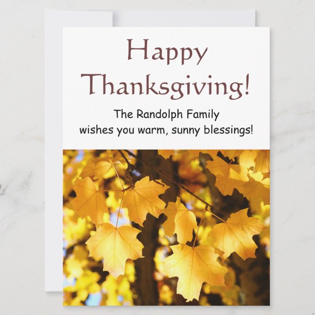 Happy Thanksgiving Cards Invitations Add Your Text (Front)
