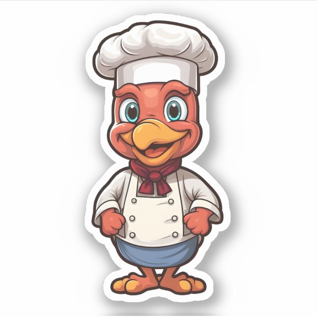 Happy Thanksgiving Cartoon Cute Chef Turkey Sticker (Front)