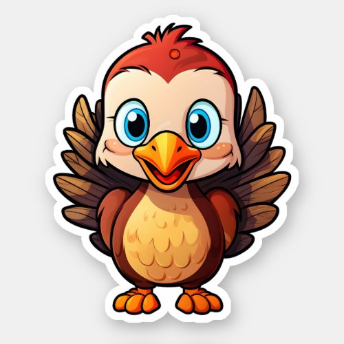 Happy Thanksgiving Cartoon Cute Little Turkey Sticker