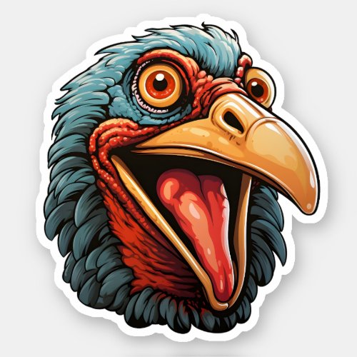 Happy Thanksgiving Cartoon Funny Turkey Face  Sticker
