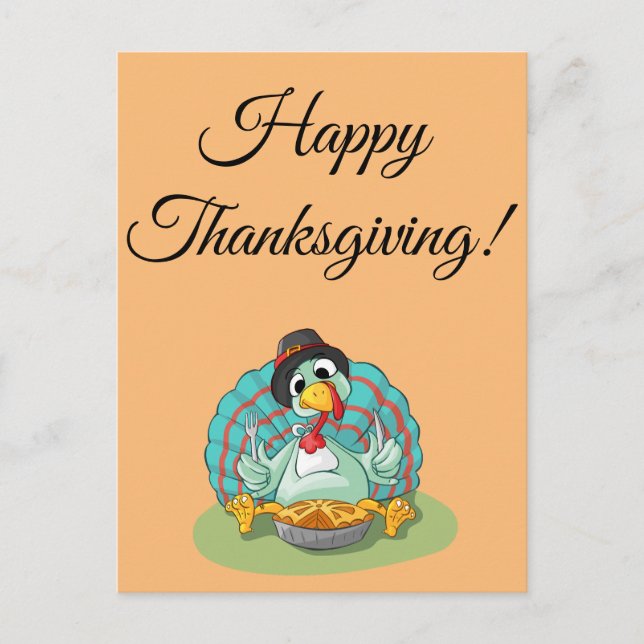 happy thanksgiving,cartoon funny turkey postcard (Front)