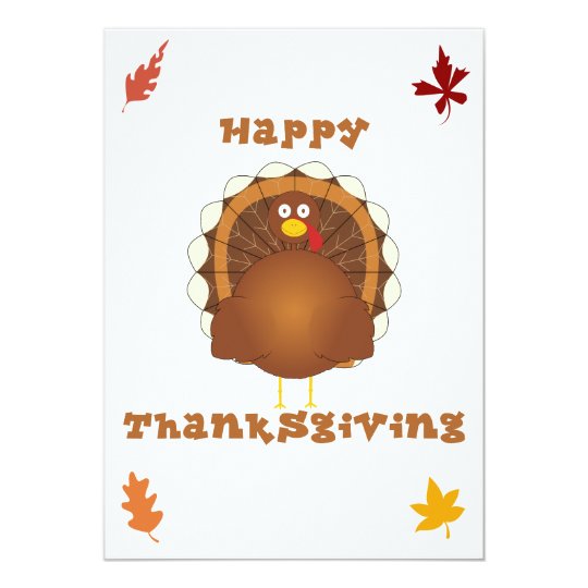 Happy Thanksgiving cartoon turkey invitations | Zazzle.com