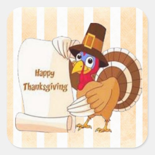 Happy Thanksgiving Cartoon Turkey Stickers