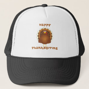 Happy Thanksgiving cartoon turkey Trucker Hat