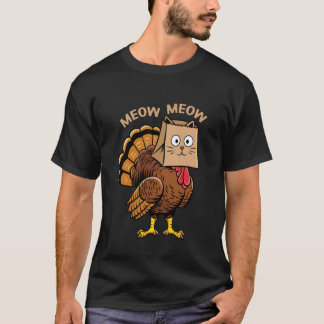 Happy Thanksgiving Cat Costume Turkey Funny Fake C T-Shirt