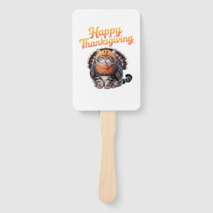 Happy Thanksgiving Cat Turkey Day Fall Classic T-S Hand Fan