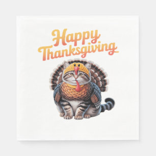 Happy Thanksgiving Cat Turkey Day Fall Classic T-S Napkins