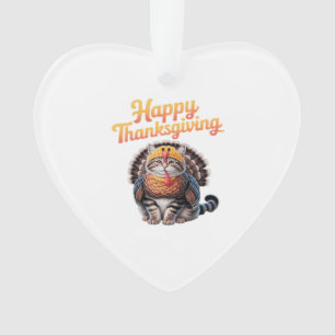 Happy Thanksgiving Cat Turkey Day Fall Classic T-S Ornament