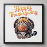 Happy Thanksgiving Cat Turkey Day Fall Classic T-S Peel And Stick Photo Tile