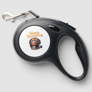 Happy Thanksgiving Cat Turkey Day Fall Classic T-S Retractable Pet Leash