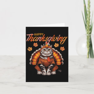 Happy Thanksgiving Cat Turkey Day Fall Women Girls Card