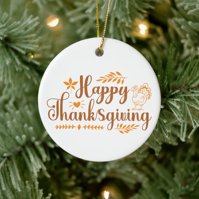 Happy Thanksgiving Ceramic Ornament (Tree)